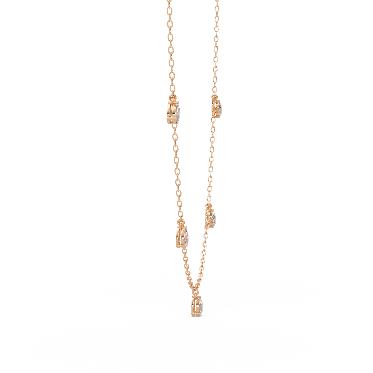 Pear Cut Lab-Grown Diamond Station Necklace in Rose Gold - HIGHCARAT DIAMONDS