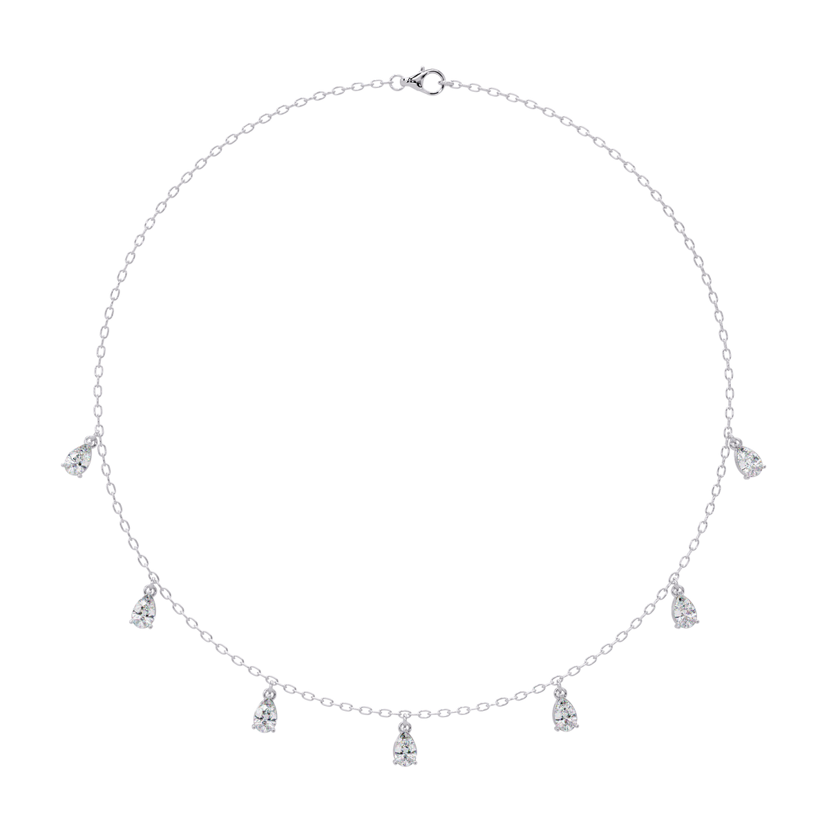 Pear Cut Lab-Grown Diamond Station Necklace in Rose Gold - HIGHCARAT DIAMONDS