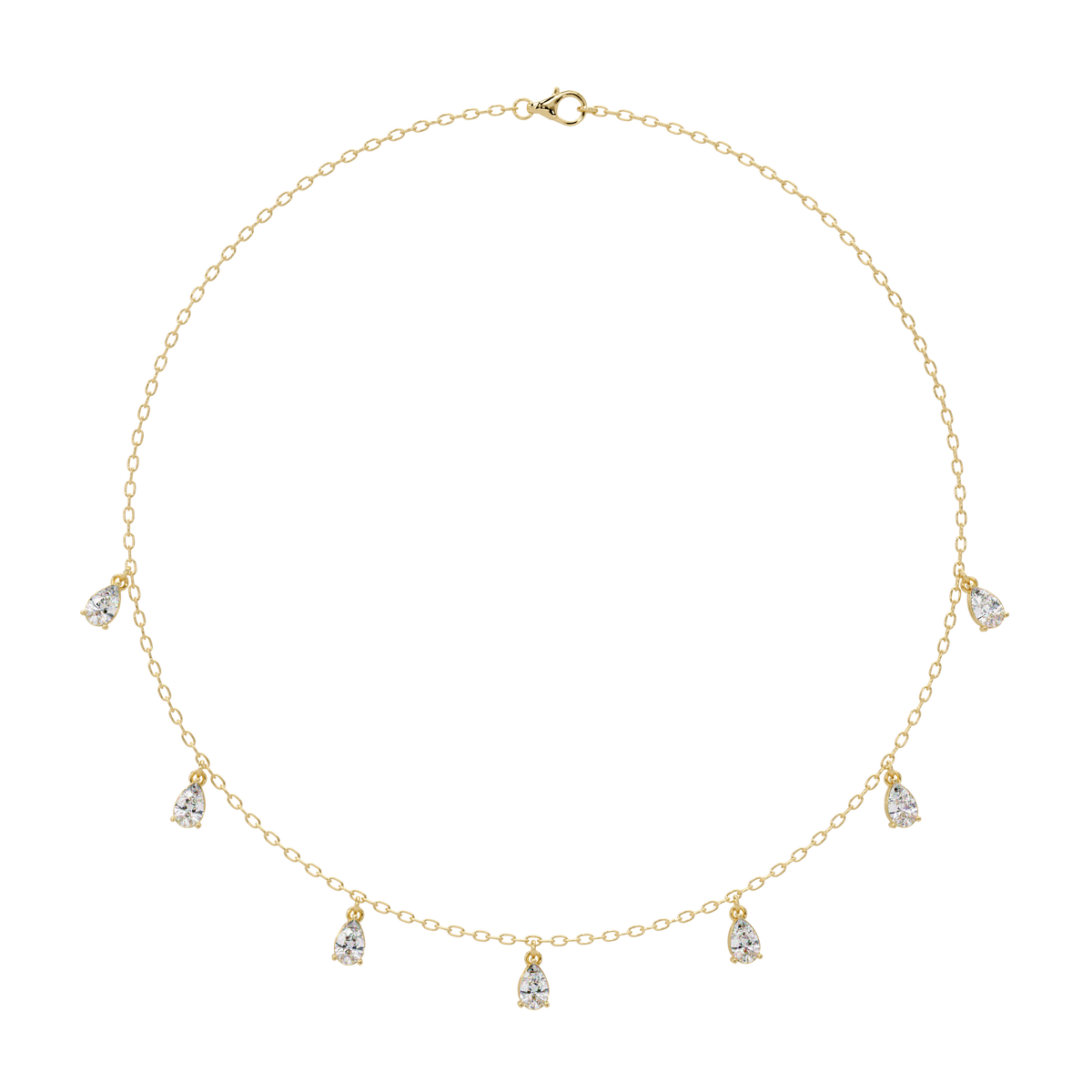 Pear Cut Lab-Grown Diamond Station Necklace in Rose Gold - HIGHCARAT DIAMONDS
