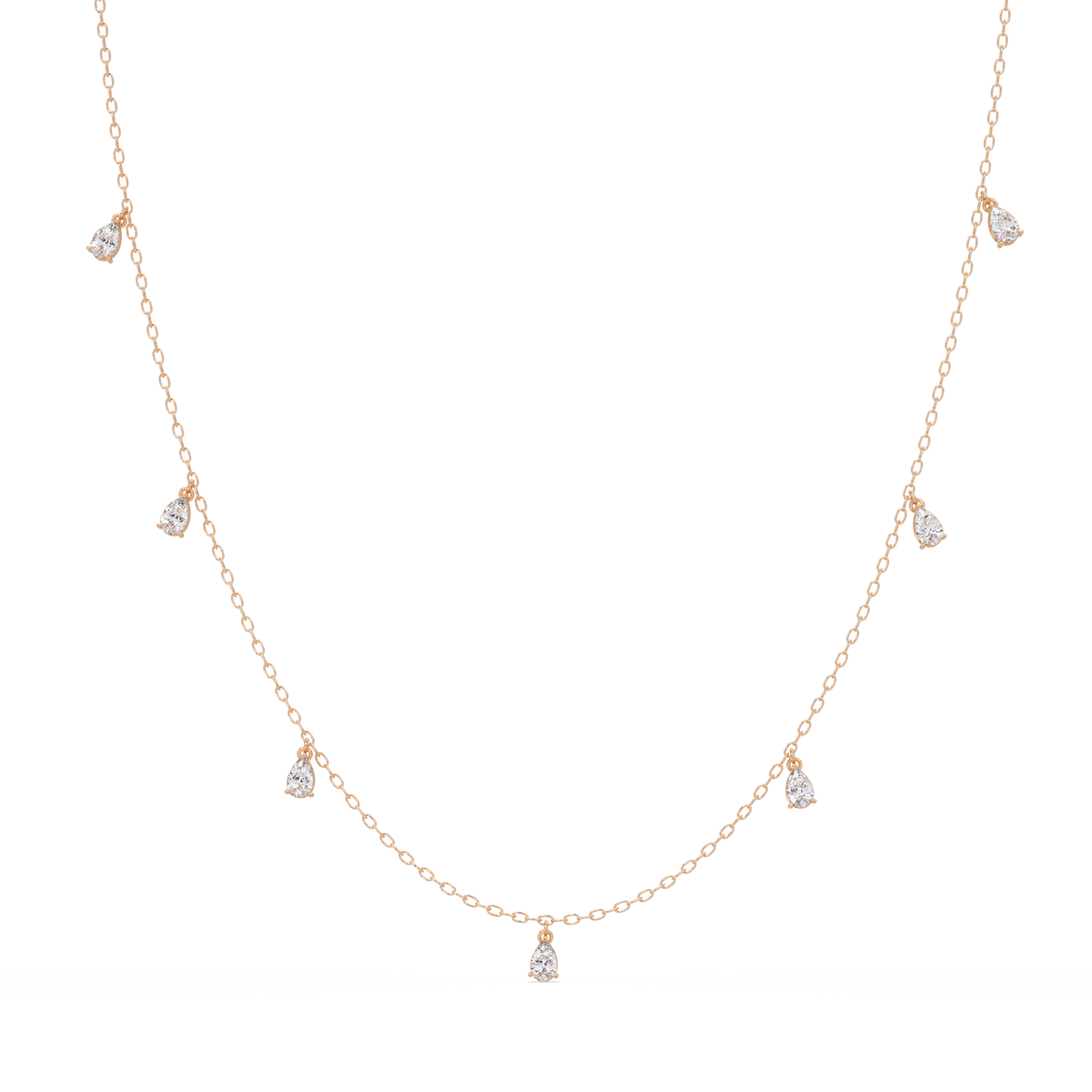 Pear Cut Lab-Grown Diamond Station Necklace in Rose Gold - HIGHCARAT DIAMONDS