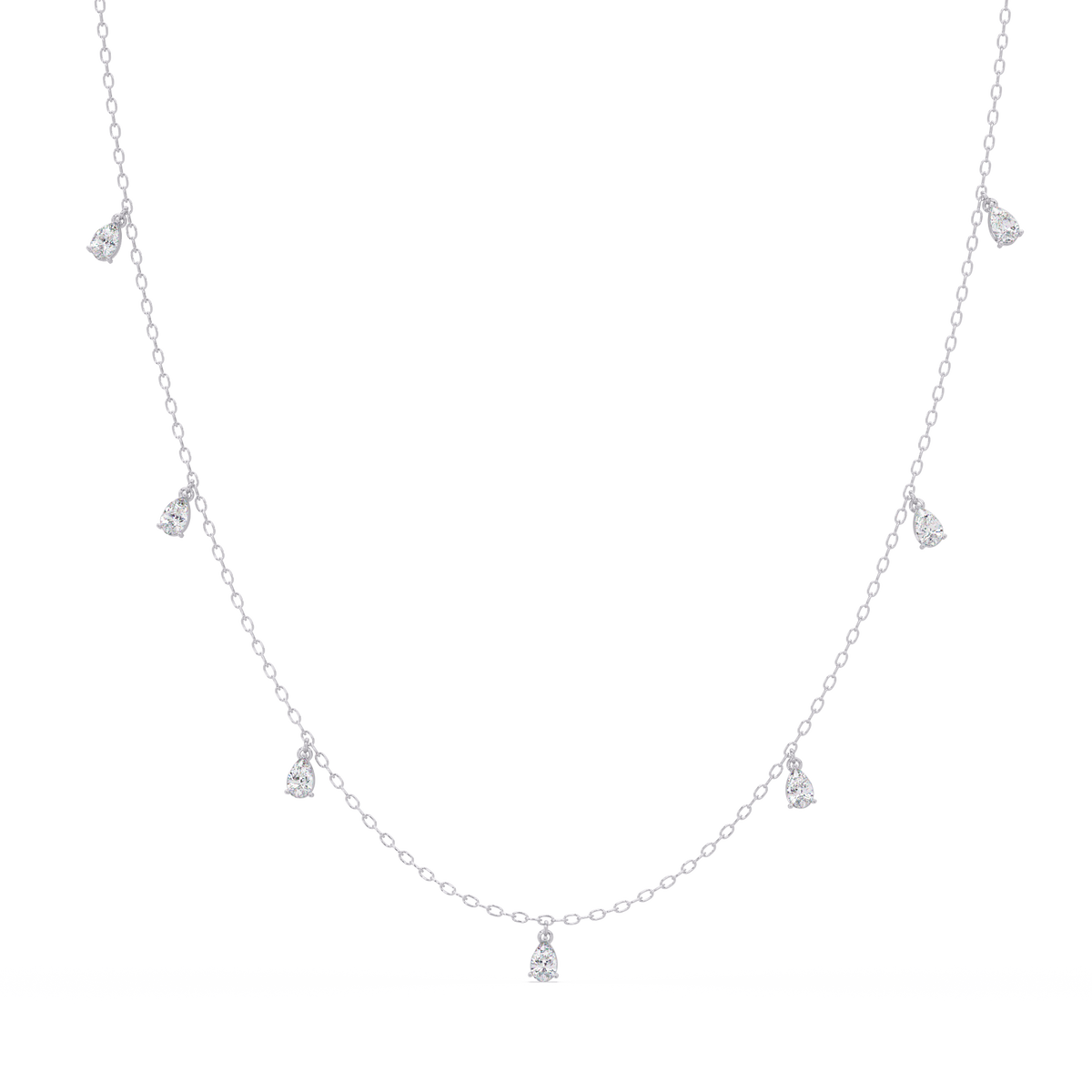 Pear Cut Lab-Grown Diamond Station Necklace in Rose Gold - HIGHCARAT DIAMONDS