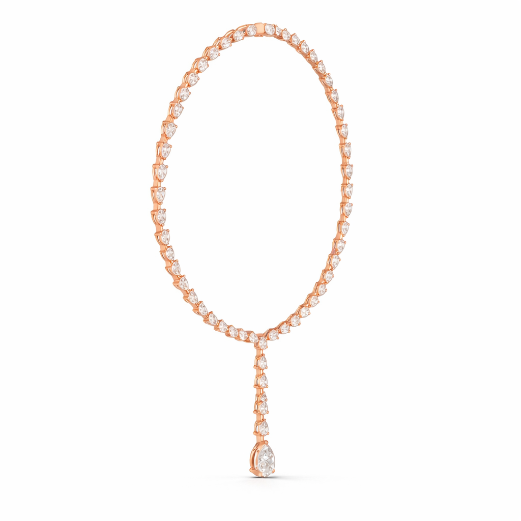 10k Solid White Gold Pear Shape Lab Grown Diamond Classic Tennis Necklace  Women - HIGHCARAT DIAMONDS