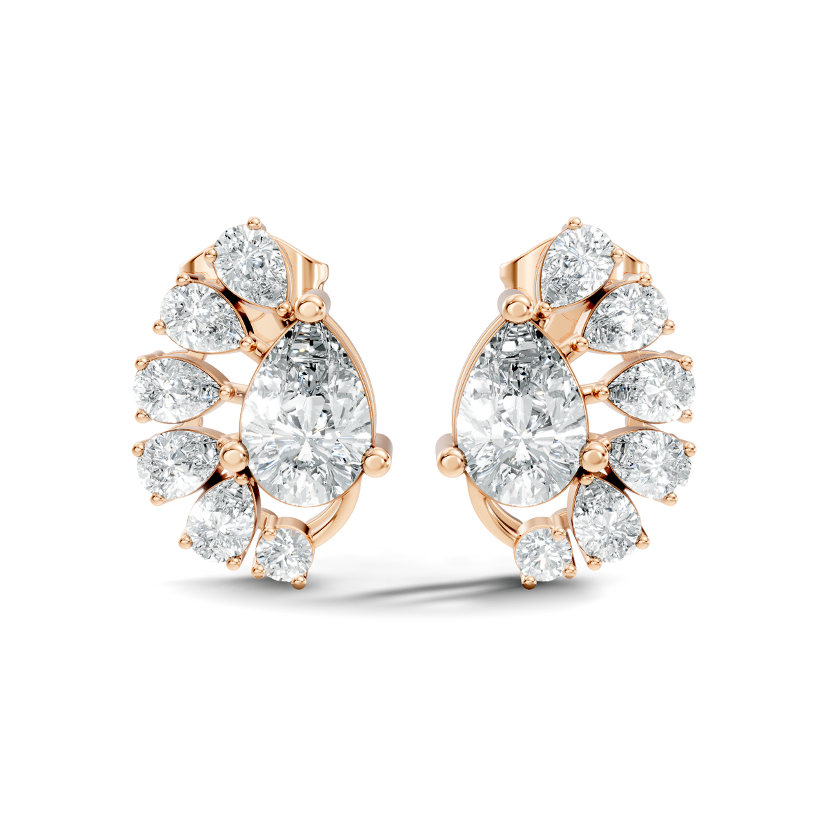 Round & Pear Shape Lab Grown Diamond 2.34 Ct With 18k Solid Gold Occasionally Wear Diamond Earrings - HIGHCARAT DIAMONDS