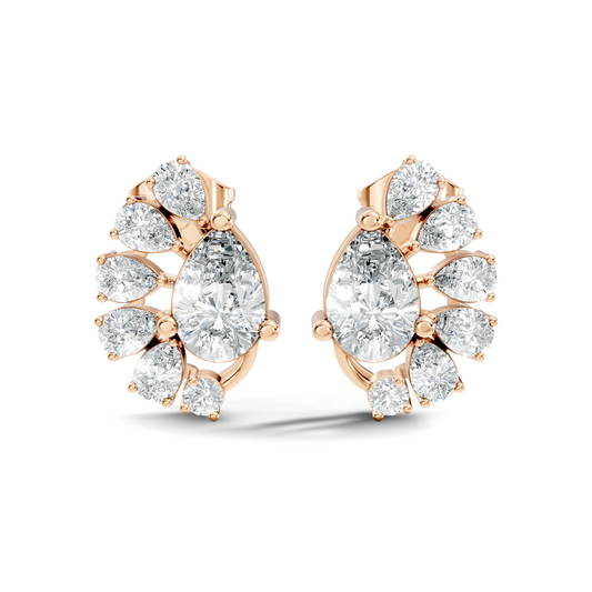 Round & Pear Shape Lab Grown Diamond 2.34 Ct With 18k Solid Gold Occasionally Wear Diamond Earrings - HIGHCARAT DIAMONDS