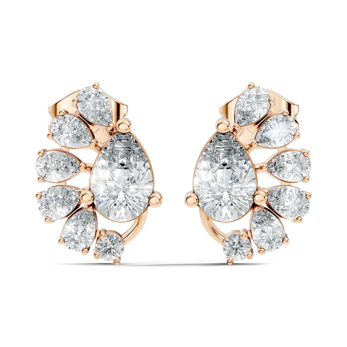 Round & Pear Shape Lab Grown Diamond 2.34 Ct With 18k Solid Gold Occasionally Wear Diamond Earrings - HIGHCARAT DIAMONDS