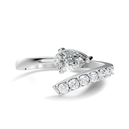 Vintage Pear and Round Cut Lab Grown Diamond Antique Delicate Bypass Dainty Engagement Ring For Her - HIGHCARAT DIAMONDS