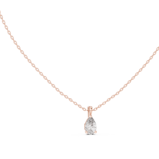 Pear Cut Lab Grown Diamond Solitaire Pendant Close-Up Detail