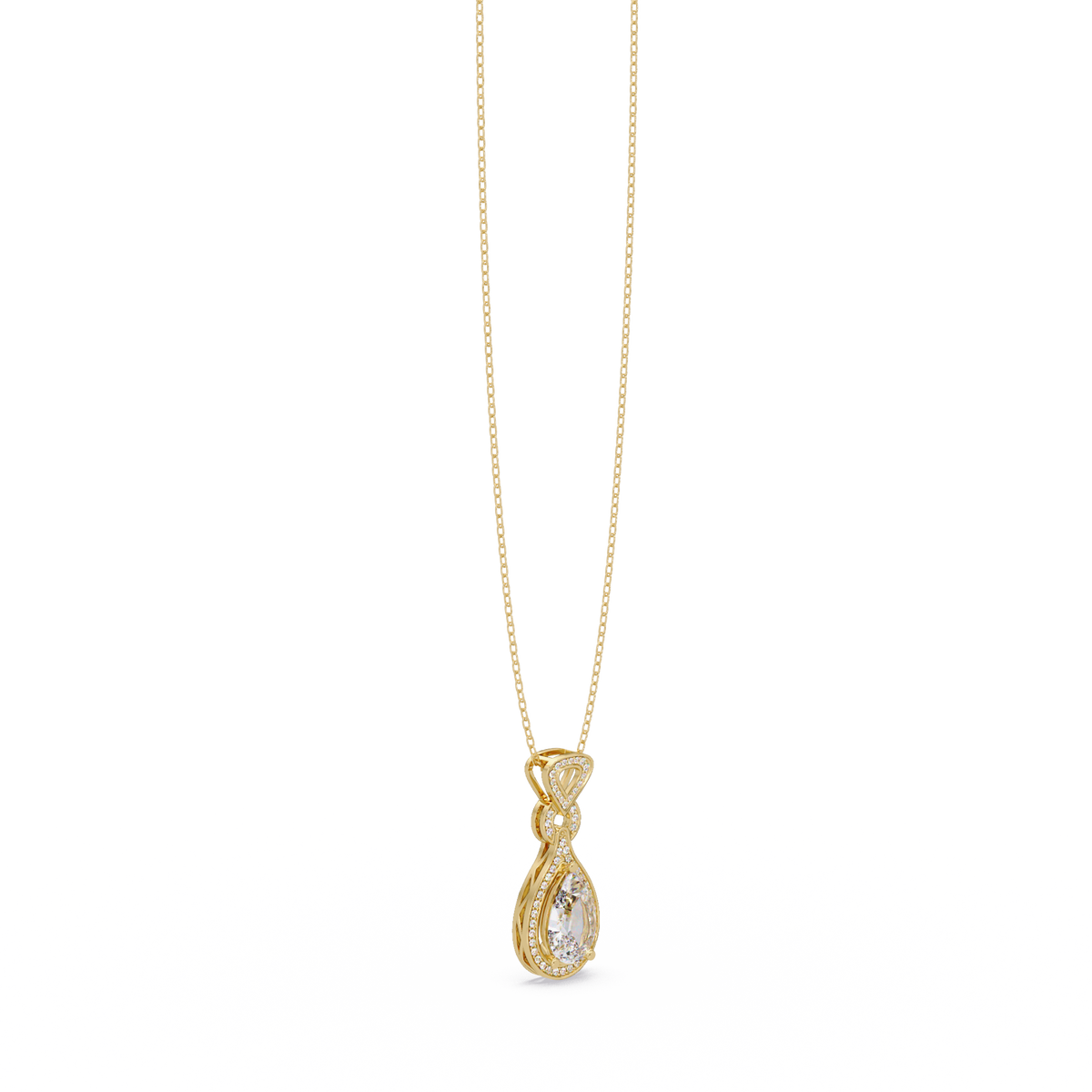 Pear Drop Halo Lab Grown Diamond Pendant Necklace - HIGHCARAT DIAMONDS