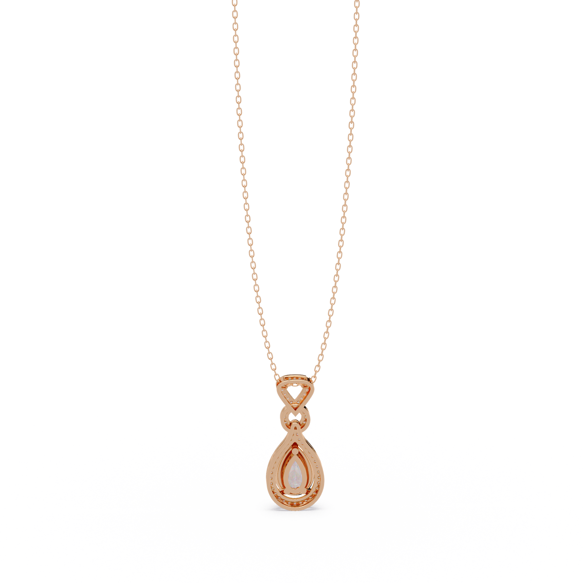 Pear Drop Halo Lab Grown Diamond Pendant Necklace - HIGHCARAT DIAMONDS