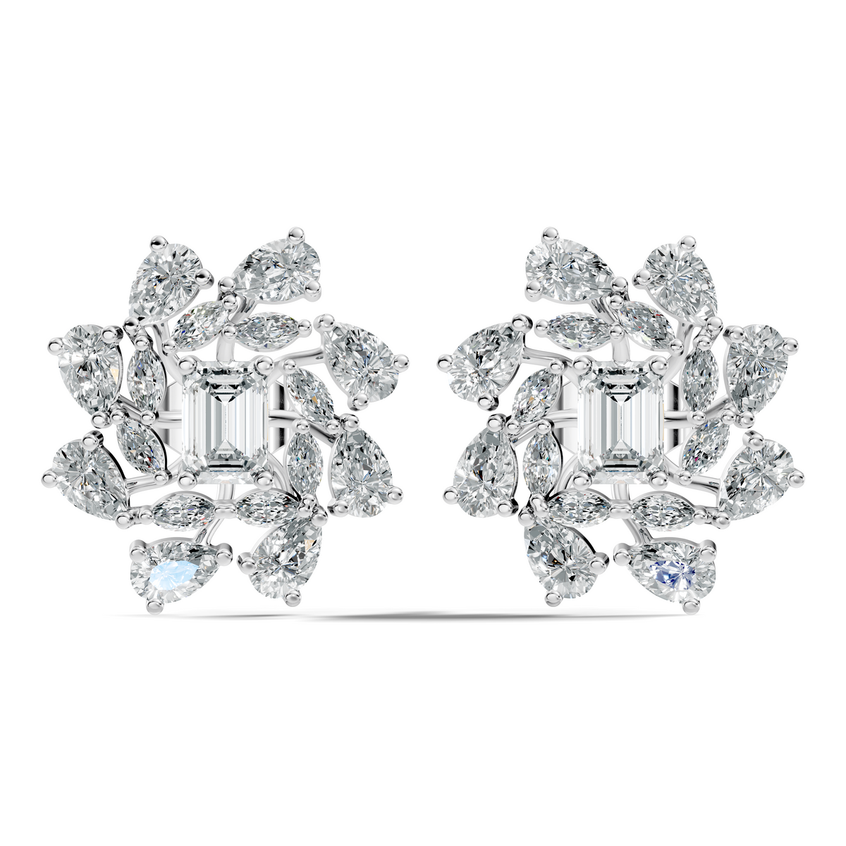 4.12Ct Marquise, Pear and Emerald  Shape Diamond Vintage Flower Shape Dainty Wedding  Earrings For Women's - HIGHCARAT DIAMONDS