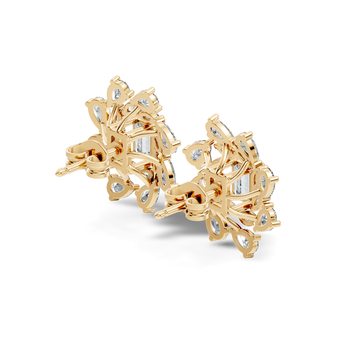 4.12Ct Marquise, Pear and Emerald  Shape Diamond Vintage Flower Shape Dainty Wedding  Earrings For Women's - HIGHCARAT DIAMONDS