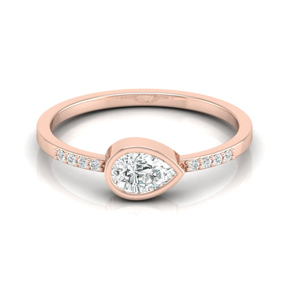 Pear Lab Grown Diamond Bezel Set Accented Engagement Ring - HIGHCARAT DIAMONDS