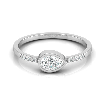 Pear Lab Grown Diamond Bezel Set Accented Engagement Ring - HIGHCARAT DIAMONDS