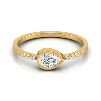 Pear Lab Grown Diamond Bezel Set Accented Engagement Ring - HIGHCARAT DIAMONDS