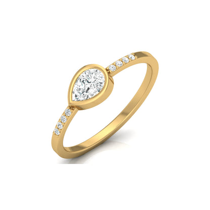 Pear Lab Grown Diamond Bezel Set Accented Engagement Ring - HIGHCARAT DIAMONDS