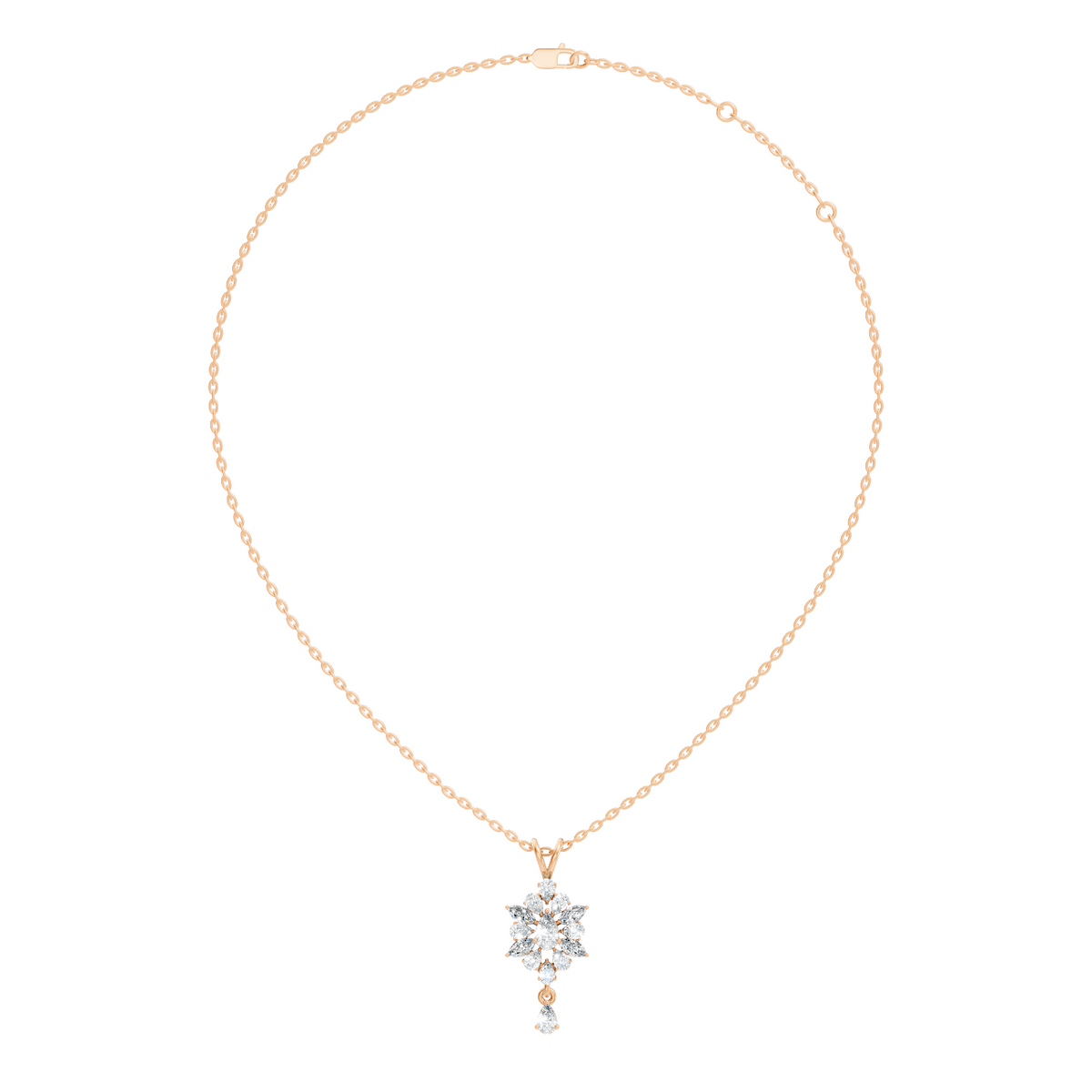 14K Solid Yellow Gold Pendant with 1.87 CT Lab-Grown Pear or Marquise Cut Diamond - HIGHCARAT DIAMONDS