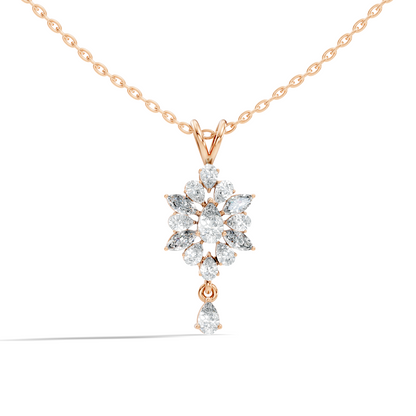 14K Solid Yellow Gold Pendant with 1.87 CT Lab-Grown Pear or Marquise Cut Diamond - HIGHCARAT DIAMONDS