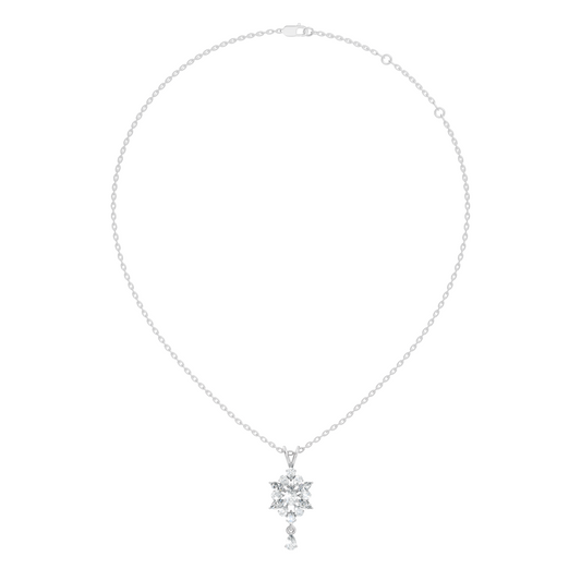 14K Solid Yellow Gold Pendant with 1.87 CT Lab-Grown Pear or Marquise Cut Diamond - HIGHCARAT DIAMONDS