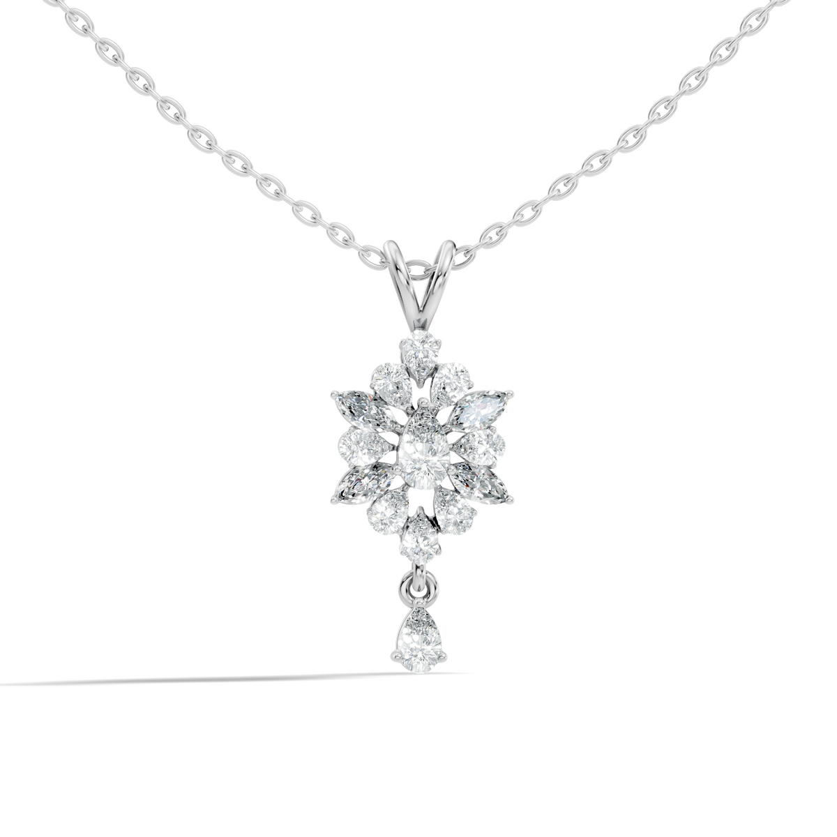 14K Solid Yellow Gold Pendant with 1.87 CT Lab-Grown Pear or Marquise Cut Diamond - HIGHCARAT DIAMONDS