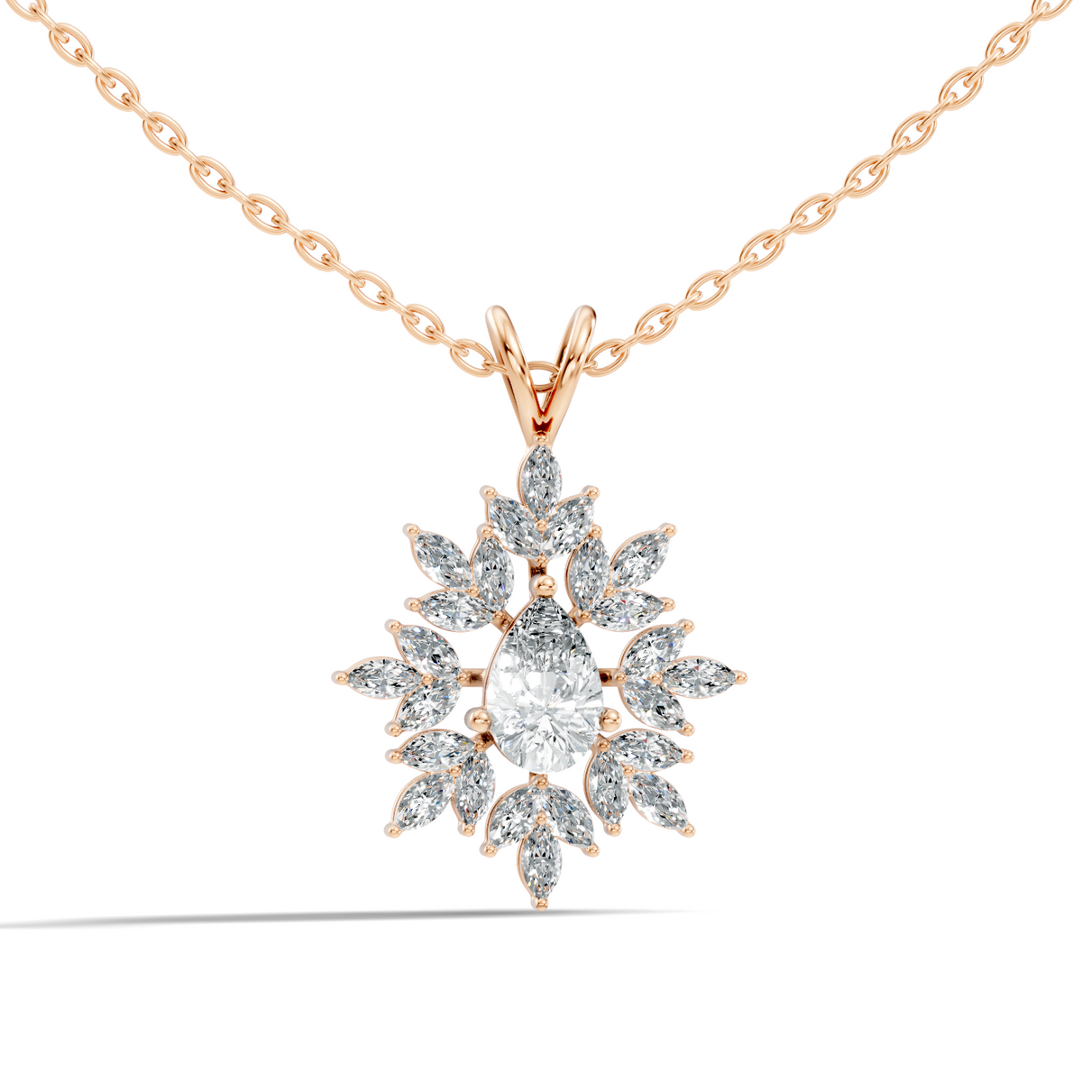 Vintage 1.30 CT Pear Cut Labgrown Diamond Pendant Necklace In 14K Gold Jewelry - HIGHCARAT DIAMONDS