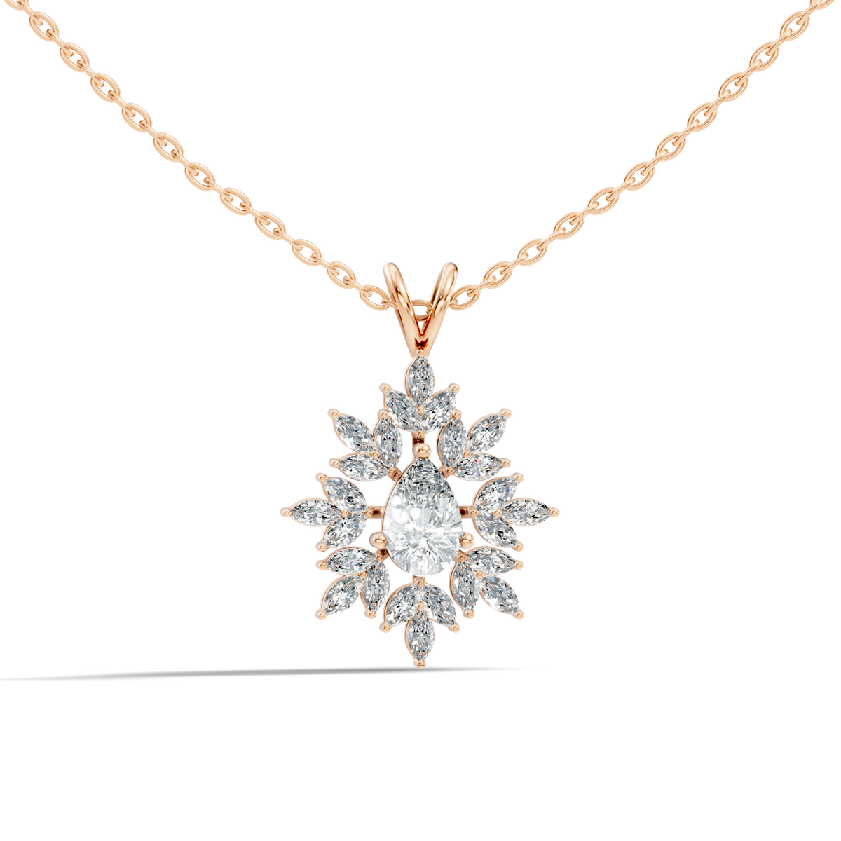 Vintage 1.30 CT Pear Cut Labgrown Diamond Pendant Necklace In 14K Gold Jewelry - HIGHCARAT DIAMONDS