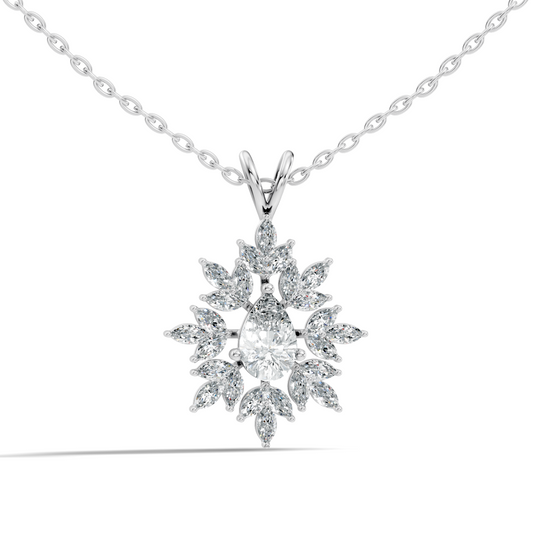 Vintage 1.30 CT Pear Cut Labgrown Diamond Pendant Necklace In 14K Gold Jewelry - HIGHCARAT DIAMONDS