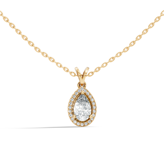 Round & Pear shape Lab Grown Diamond  10k Solid Rose Gold Sizzling Classic Diamond Pendant For Her - HIGHCARAT DIAMONDS
