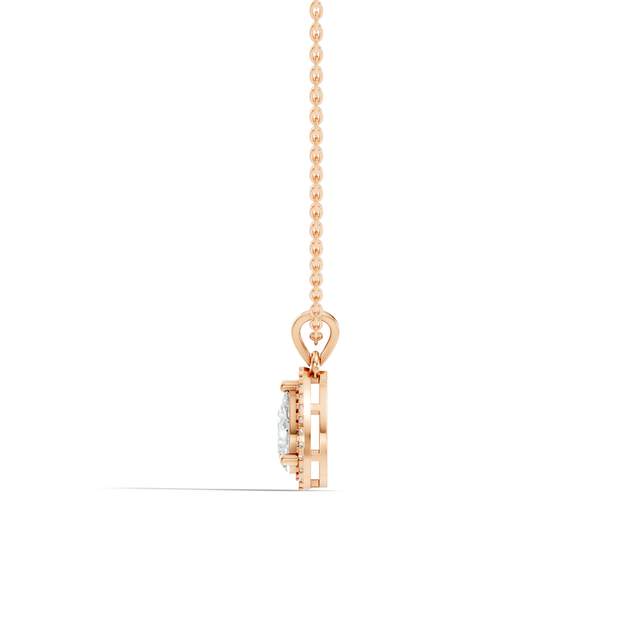 Round & Pear shape Lab Grown Diamond  10k Solid Rose Gold Sizzling Classic Diamond Pendant For Her - HIGHCARAT DIAMONDS