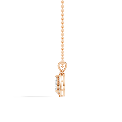 Round & Pear shape Lab Grown Diamond  10k Solid Rose Gold Sizzling Classic Diamond Pendant For Her - HIGHCARAT DIAMONDS