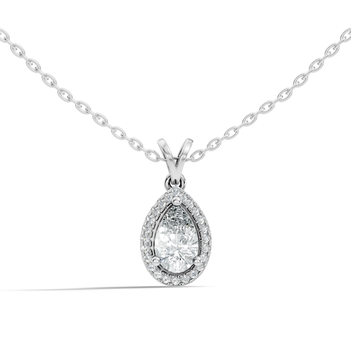 Round & Pear shape Lab Grown Diamond  10k Solid Rose Gold Sizzling Classic Diamond Pendant For Her - HIGHCARAT DIAMONDS