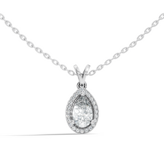 Round & Pear shape Lab Grown Diamond  10k Solid Rose Gold Sizzling Classic Diamond Pendant For Her - HIGHCARAT DIAMONDS