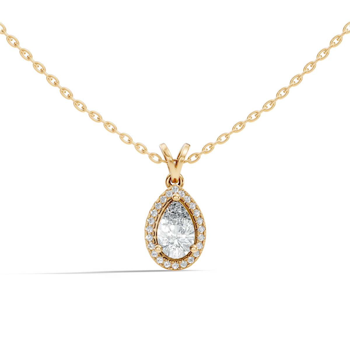 Round & Pear shape Lab Grown Diamond  10k Solid Rose Gold Sizzling Classic Diamond Pendant For Her - HIGHCARAT DIAMONDS