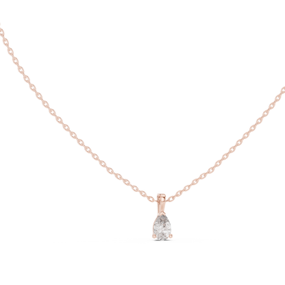 Elegant Pear Cut Labgrown Diamond Solitaire Pendant For Her In 14K Solid Yellow Gold - HIGHCARAT DIAMONDS