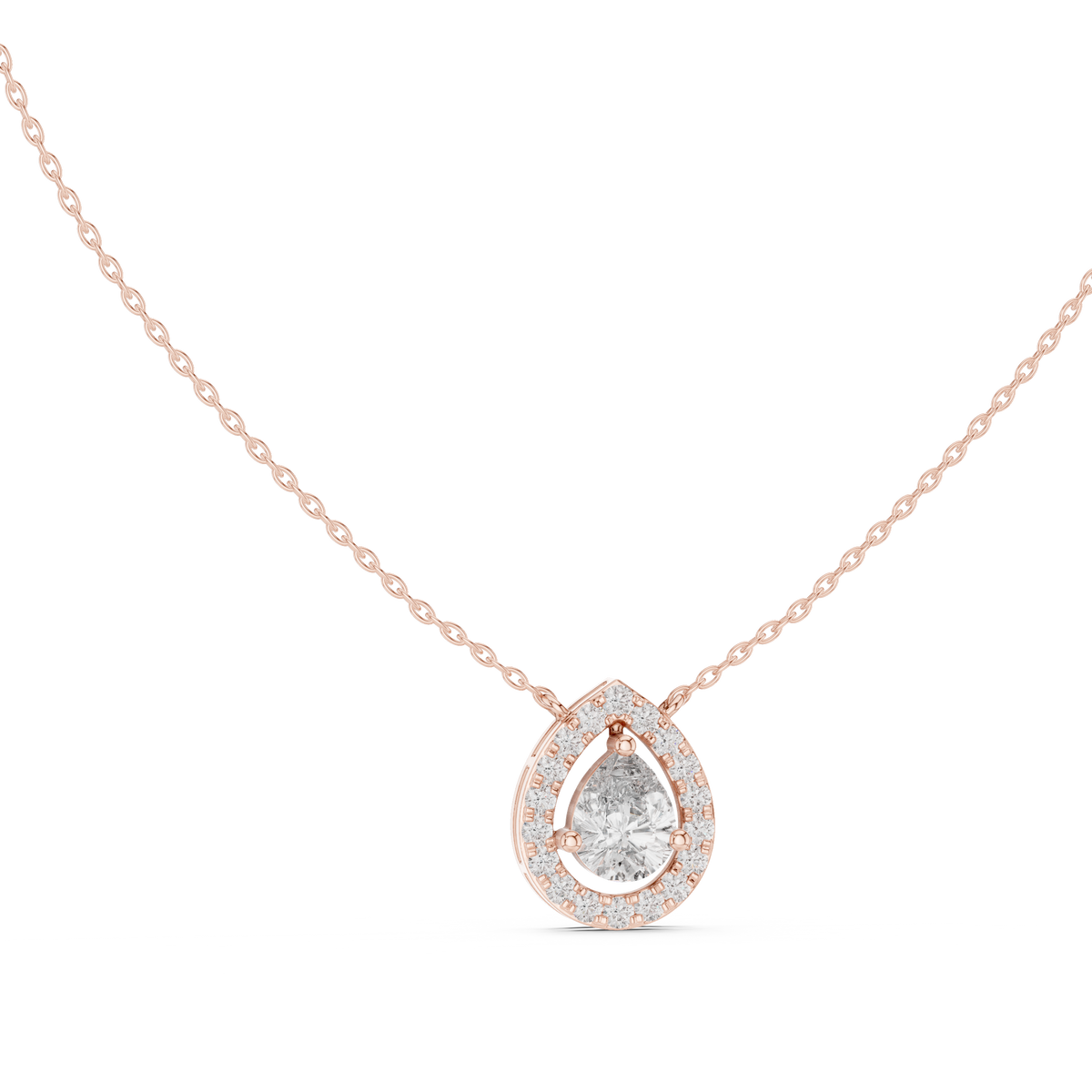 Pear & Round Shape Lab Grown Diamond White Gold Pendant For Wedding Wear - HIGHCARAT DIAMONDS