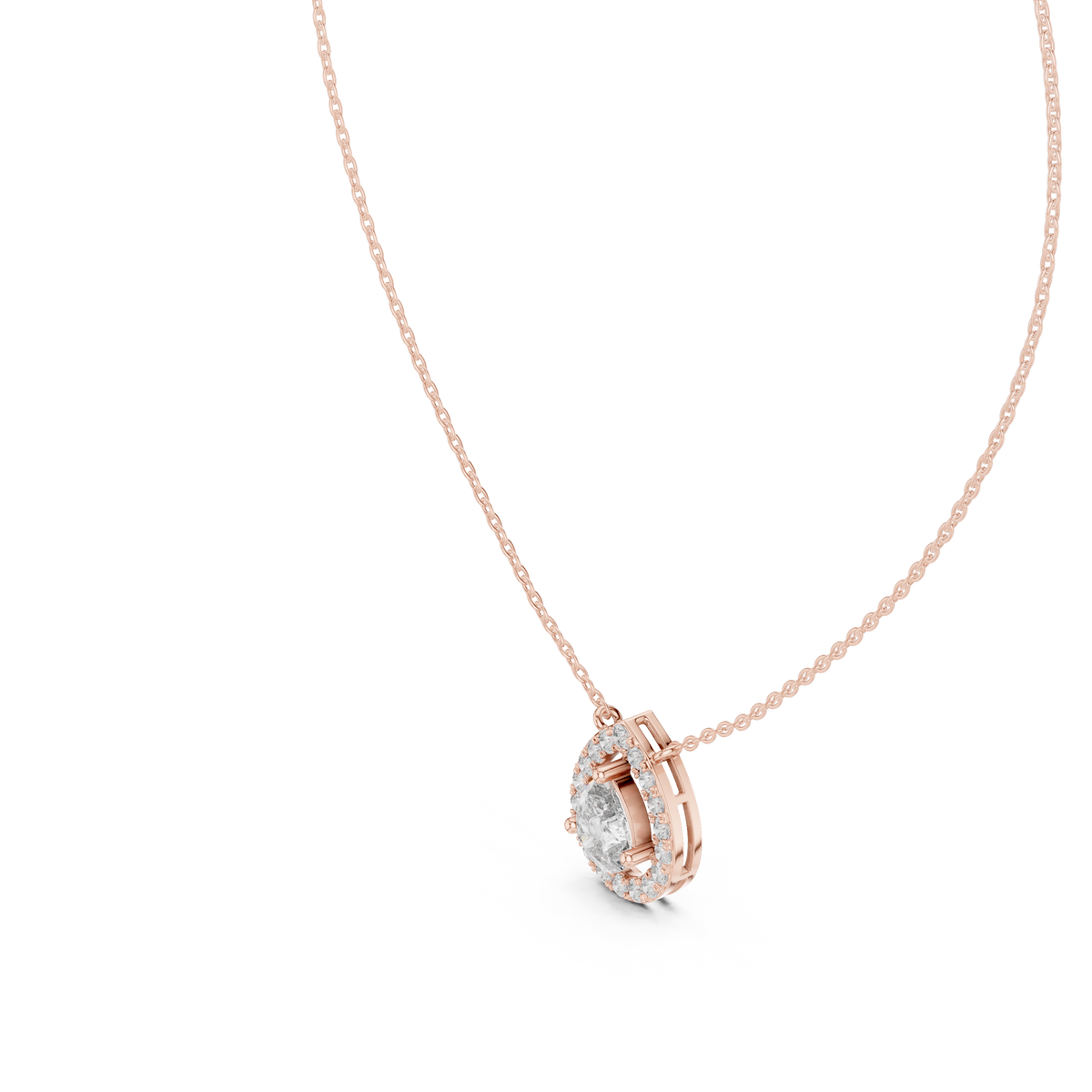 Pear & Round Shape Lab Grown Diamond White Gold Pendant For Wedding Wear - HIGHCARAT DIAMONDS