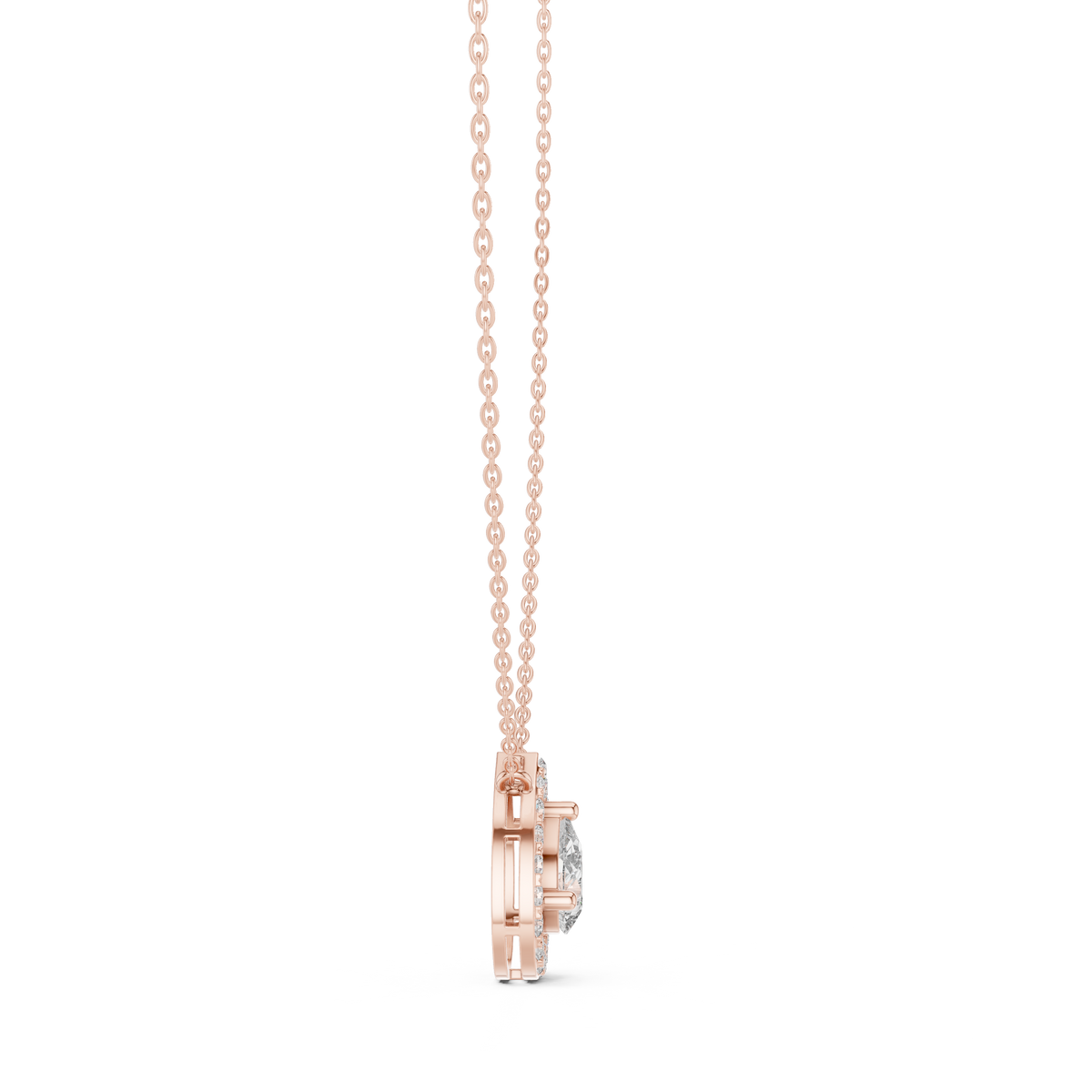 Pear & Round Shape Lab Grown Diamond White Gold Pendant For Wedding Wear - HIGHCARAT DIAMONDS
