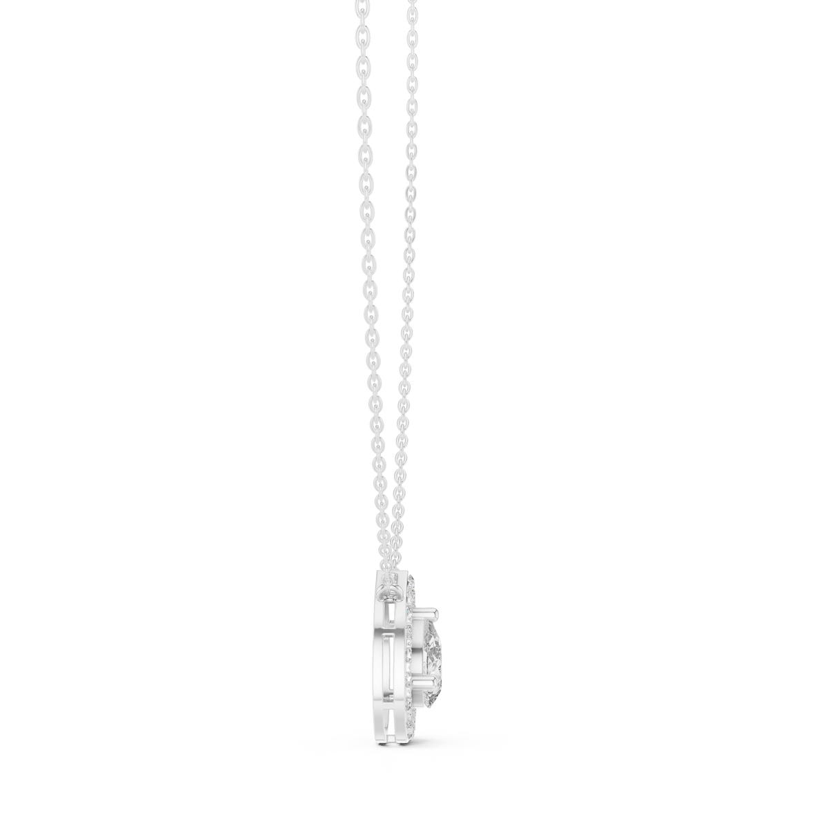 Pear & Round Shape Lab Grown Diamond White Gold Pendant For Wedding Wear - HIGHCARAT DIAMONDS
