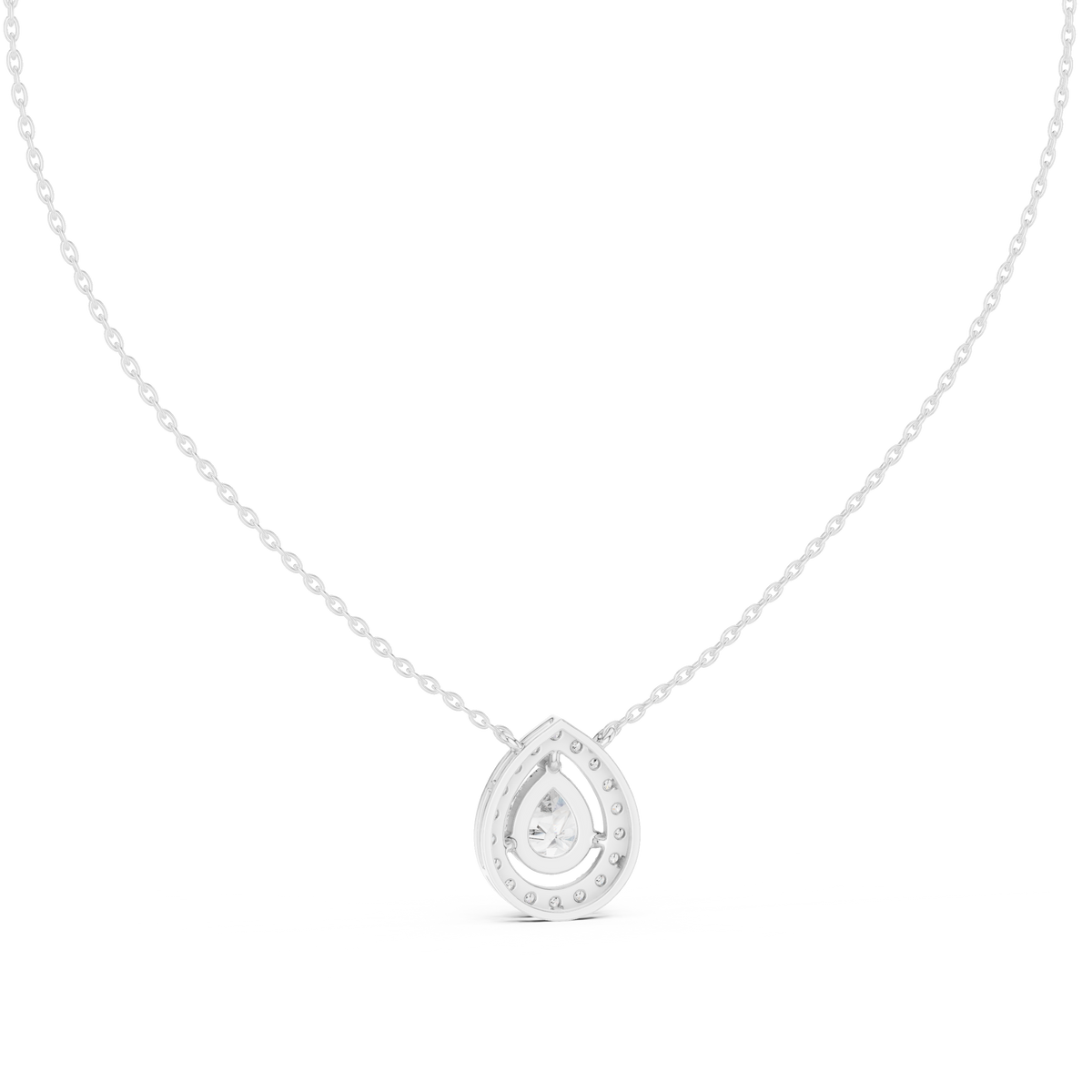 Pear & Round Shape Lab Grown Diamond White Gold Pendant For Wedding Wear - HIGHCARAT DIAMONDS