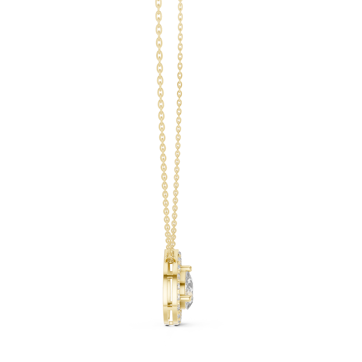 Pear & Round Shape Lab Grown Diamond White Gold Pendant For Wedding Wear - HIGHCARAT DIAMONDS