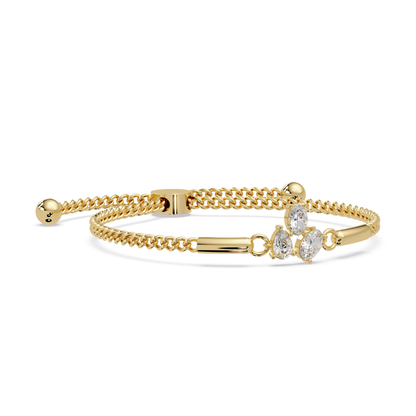 Pear & Oval Lab Grown Diamond Chain Adjustable Gold Bracelet - HIGHCARAT DIAMONDS