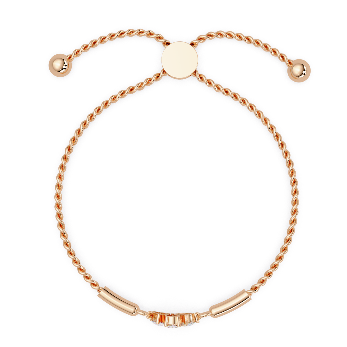 Pear & Oval Lab Grown Diamond Chain Adjustable Gold Bracelet - HIGHCARAT DIAMONDS
