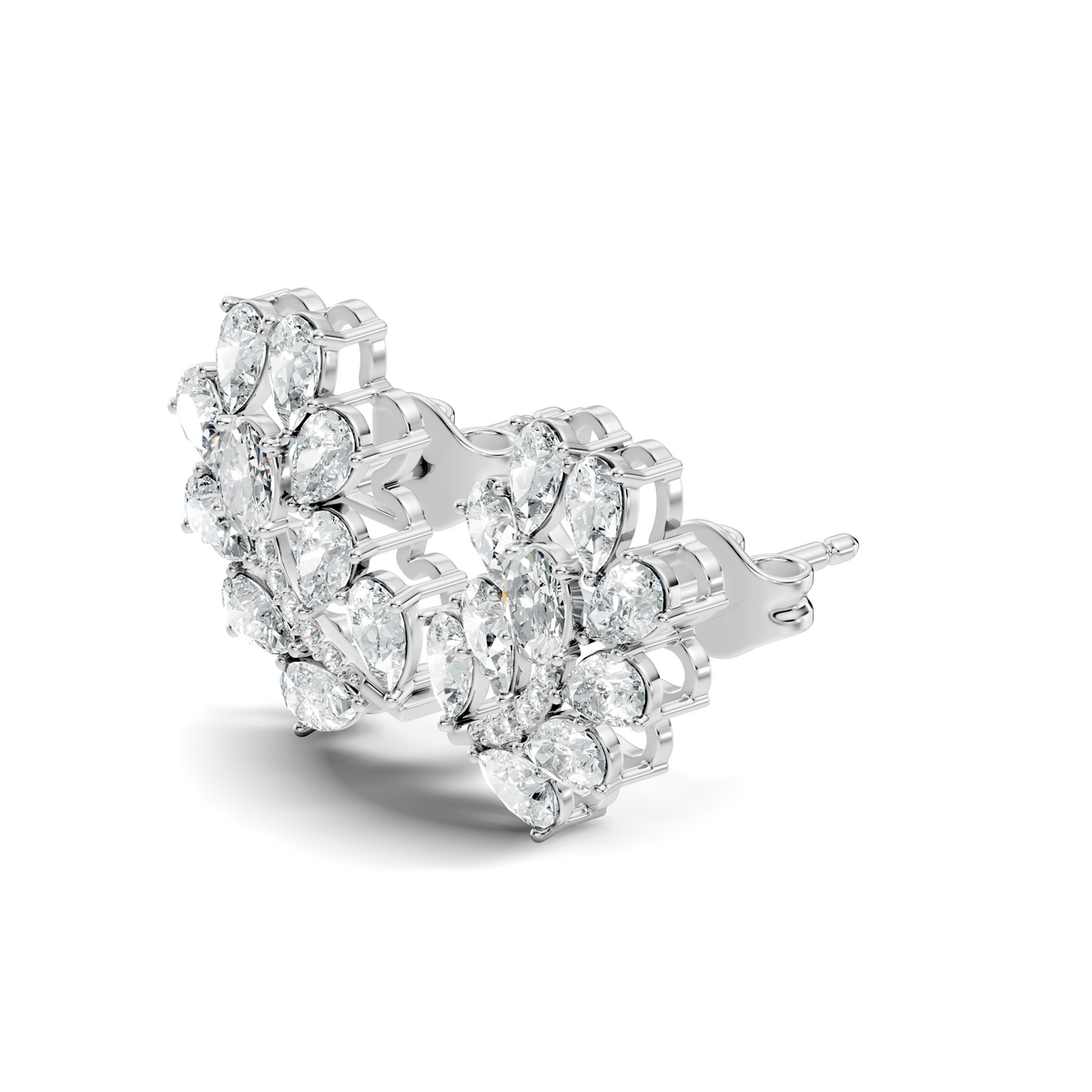 Pear,Oval, And Round Shape Natural &Lab Grown 3.53 Ct Diamond Shinny New Vintage Style Ethically Diamond Earring For Party wear - HIGHCARAT DIAMONDS