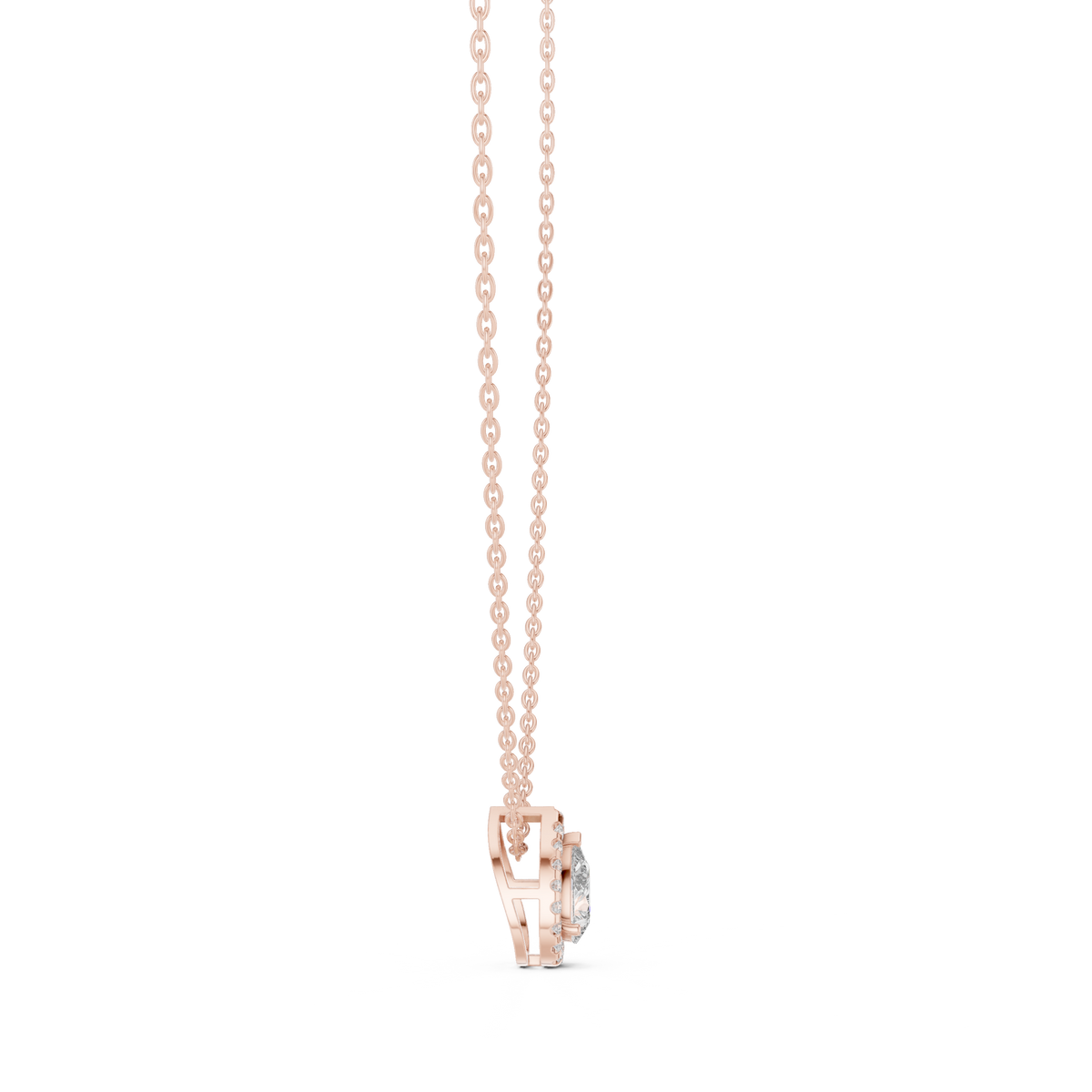14k Solid Gold Round And Pear Shape lab grown Diamond Pendant For Wedding - HIGHCARAT DIAMONDS