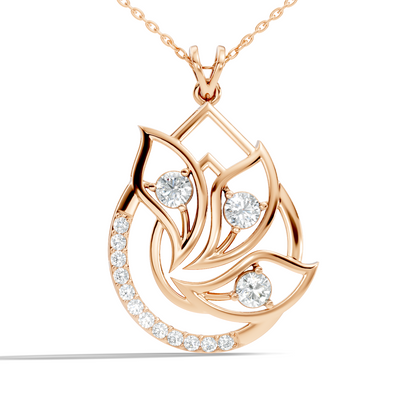 Abstract flower shape diamond pendant with open petal design