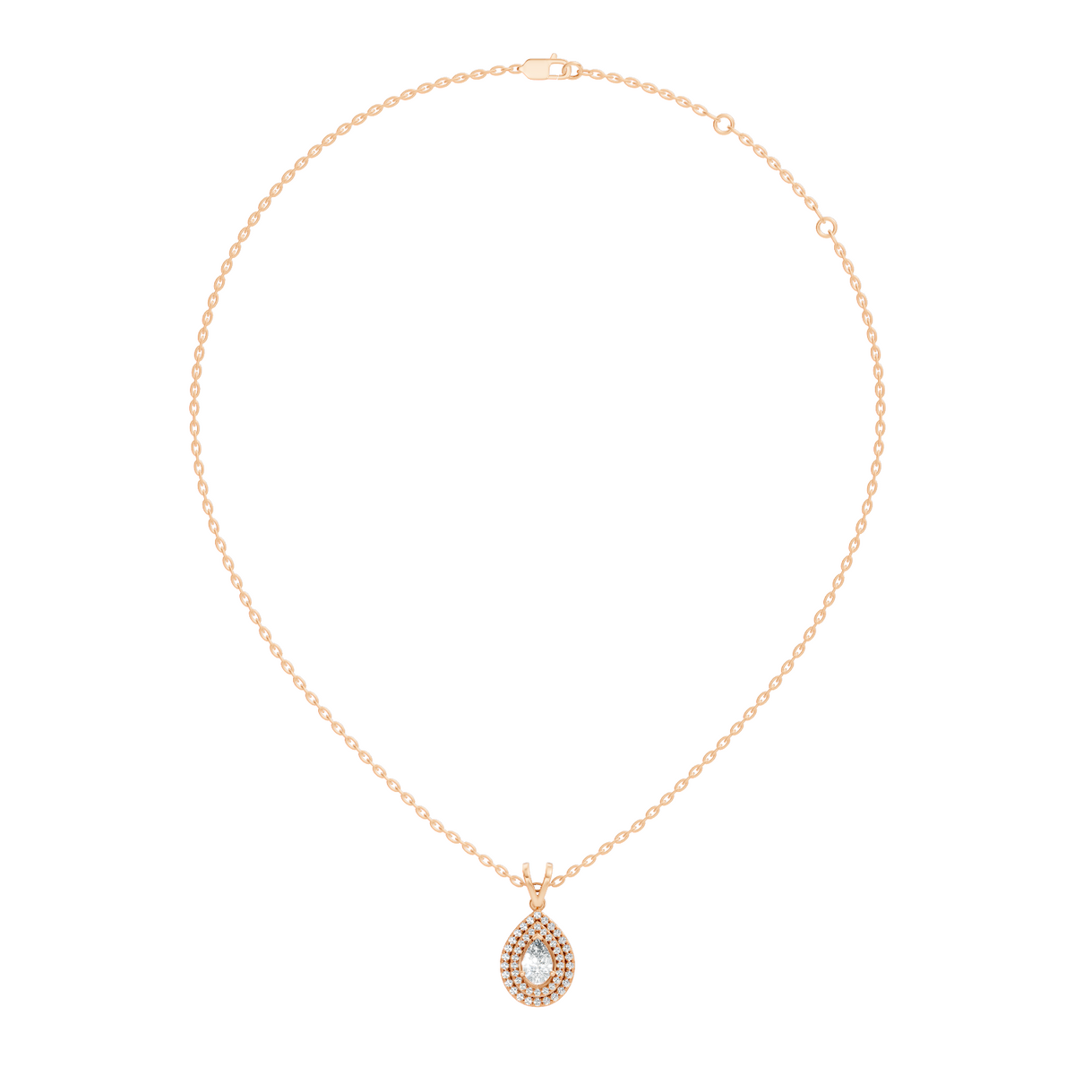 Elegant Pear Cut Lab-Grown Halo Pendant In 14K Solid Gold 0.72 CT Round Accent - HIGHCARAT DIAMONDS