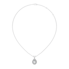 Elegant Pear Cut Lab-Grown Halo Pendant In 14K Solid Gold 0.72 CT Round Accent - HIGHCARAT DIAMONDS