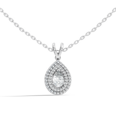 Elegant Pear Cut Lab-Grown Halo Pendant In 14K Solid Gold 0.72 CT Round Accent - HIGHCARAT DIAMONDS
