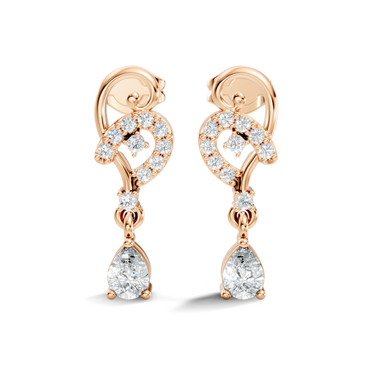 18k Solid White Gold Pear & Round Shape lab Grown Diamond Daily Wear Women Stunning Diamond Earrings - HIGHCARAT DIAMONDS