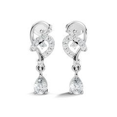 18k Solid White Gold Pear & Round Shape lab Grown Diamond Daily Wear Women Stunning Diamond Earrings - HIGHCARAT DIAMONDS