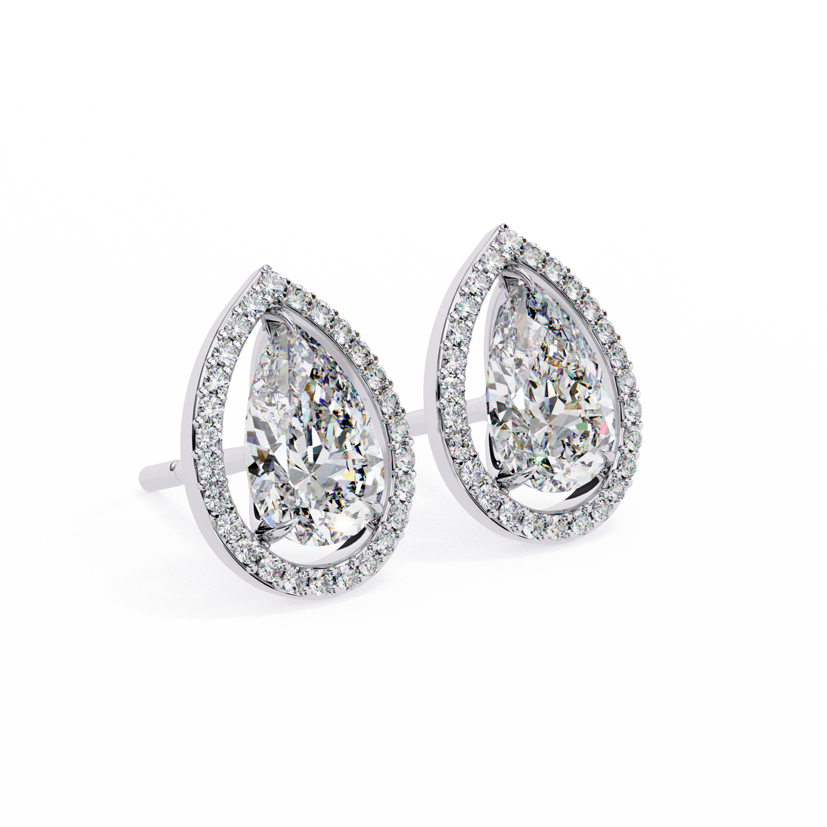 Pear And Round Cut Top Grade Lab Grown Diamond Elegant Antique Vintage Minimal Stud Earring For Women's - HIGHCARAT DIAMONDS